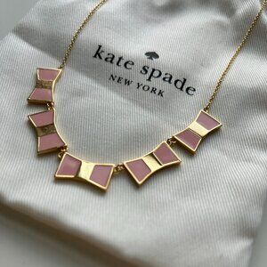 BRAND NEW Kate Spade Gold Plated Bow Shoppe Pink Enamel Collar Necklace
